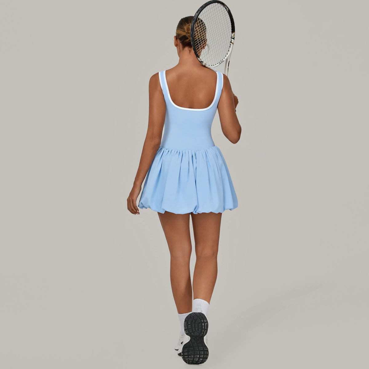 Tennis Dress for Women with Built in Shorts Womens Athletic Dresses Sleeveless Boat Neck Active Workout Skort Dress