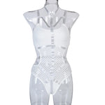 Toucheart Erotic Halter Bodysuit Large Mesh Splicing Andheavy Craftsmanship Women Hollow Seductive Intimate Hot Private Bodysuit