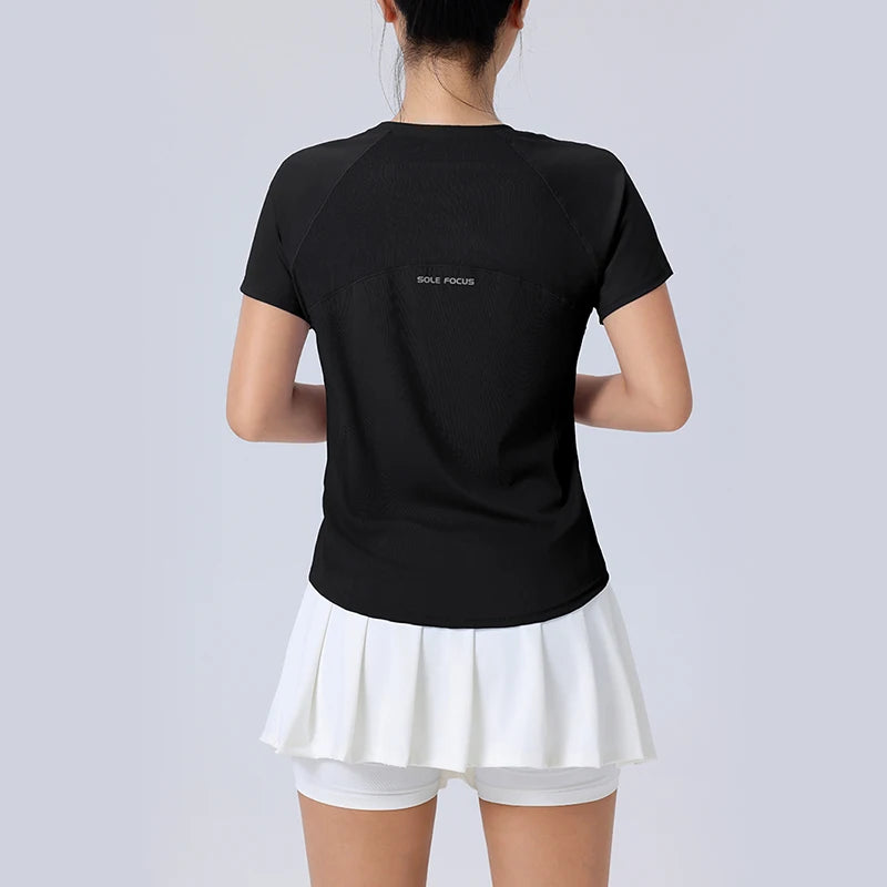 Women's Short Sleeve Quick Dry SplitBack Fitness Tee Summer Sweat-wicking Breathable Mesh Casual Running T-shirts