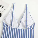 2026 Striped One Piece Swimsuit Vintage Swimwear Women V-neck Bathing Swimming Suit Female Summer Beachwear Bodysuit