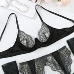 Toucheart 4 Piece Set Sexy Embroidered Lace Erotic Backless Lingerie For Women Mesh Patchwork Lace See-Through Sexy Lingerie Set