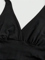 Leopard Printed V-neck Backless Halter Crop Top for Women Summer Sexy Y2K Sleeveless Ruched Top Streetwear