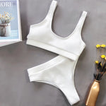 5 Colors Sexy Bikini Women Solid Knitted High Waist Swimwear Swimsuit Female Bikinis Set Bathing Suit Sport Bikini Taille Haute