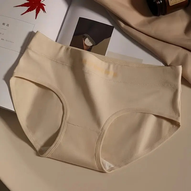 1-Pack Women Cotton Panties Mid Waist Briefs in Warm Tan Minimalist Breathable Intimates Ladies Underwear Size M-2XL