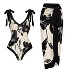Push Up One Piece Swimsuit With Cover Up Sexy Swimwear Women 2025 Printed Swim Suits Female Bikinis Sliming Bodysuit Beachwear