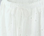 Foridol Hollow Out Cotton Women's 2 Pieces Set White Summer Pants Set Embroidery Top Pants Suit Matching Set Beach Casual Pants
