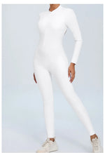 Women's Seamless Yoga Bodysuit Long Sleeve Zipper & Back Cutout Naked Feeling Quick-Dry Running Fitness Workout Jumpsuit