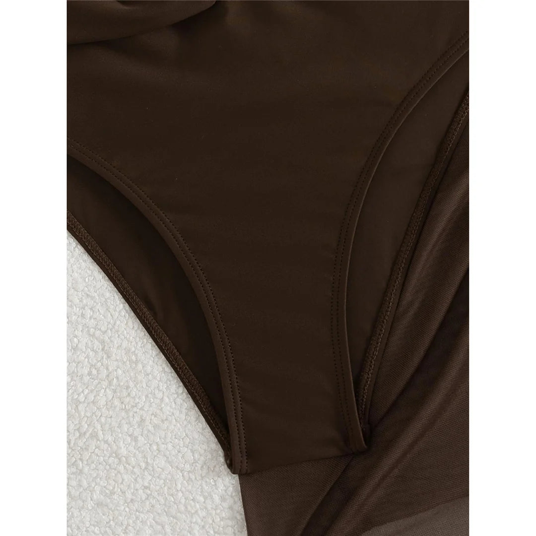 XS - L 6 Colors With Skirt Cut Out Women Swimwear Bandeau Metal Ring Bather Bathing Suit Swim One Piece Swimsuit Female K8108