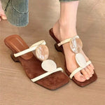 Square Toe Slippers Women High Heels Sandals Open Toe Shoes 2026 Summer Casual Beach Pumps Sexy Pumps
