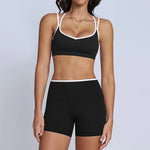 Tight Naked Yoga Shorts Suit Women Double Strap Sports Bra High Waist Flare Leggings Fitness Suit Gym Running Workout Clothes