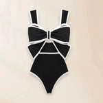 2024 Black White Retro One Piece Swimsuit Women Bow Tie Swimwear with Skirt Sexy Bathing Suit Monokini Beach Bodysuit Beach Wear