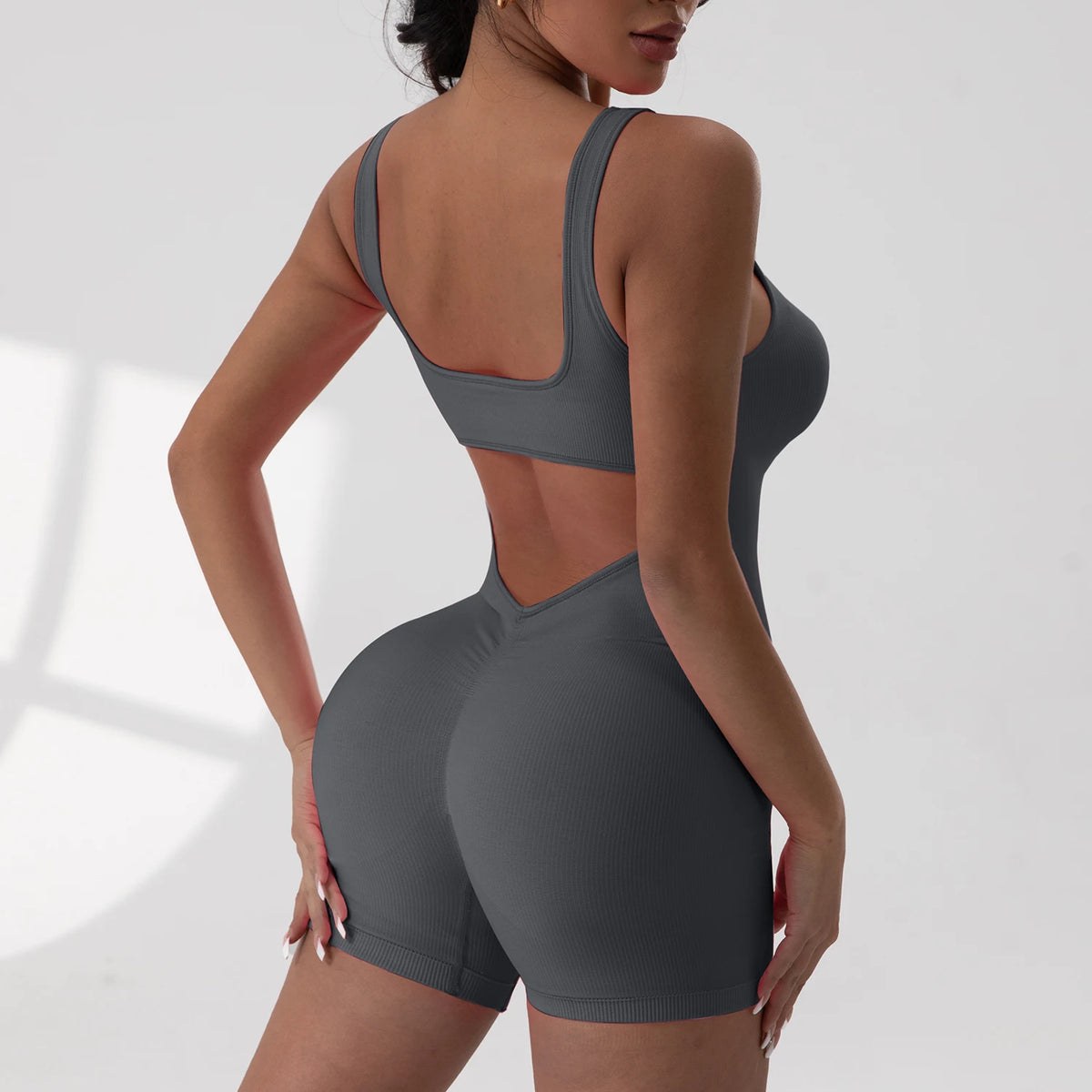 Women Short Sports Jumpsuit Sleeveless Sexy Backless Yoga Clothes Workout Cycling One-piece Suit Outdoor Recreation Bodysuits
