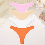 4PCS Women Seamless Thong Cotton Thin Strap Low Waist High Flexibility Panties Sexy Underwear Ladies Briefs T-back Soft Women