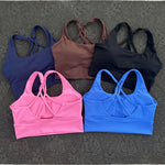 High impact Cross Back Hollow shoulder straps Gym Yoga Underwear Tight Women Fitness sport Bra Top Comprehensive Training pad
