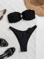 DEKA Brazilian Bandeau Bikini Set Swimwear Women 3D Flowers Swimsuit Bathing Suit Female Summer Beach Wear Biquini