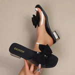 2026 Women High Heel Sandals Rhinestone Luxury Flat Heel Slippers Plus Size DesignerShoes Outdoor