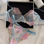 Pure Desire French Lace Bra Set Rose Embroidery Minimizer Wireless Comfort Support Full Bust Anti Sagging Breathable No Show USA