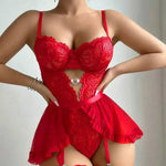 Sexy Bra Set Transparent Floral Lace Bodysuits Underwear Set Push Up Brassiere Sexy Outfit Delicate Intimates Women
