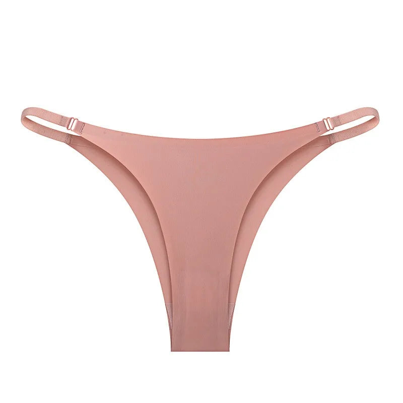 4Pcs/Set Women Ice Silk Low Rise Briefs with Decorative Side Buckle Sexy Brazilian Panties Seamless Underwear Lingerie S-XL