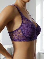 1PCS Floral Lace Woman Bra Mesh Push Up Bra French Underwire Underwear Comfortable Thin Cup Bra Women