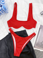 DEKA Women Solid Bikini Set Triangle Brazilian Neon Pink Swimwear Bandage Backless Two Pieces Swimsuit Beachwear Biquini