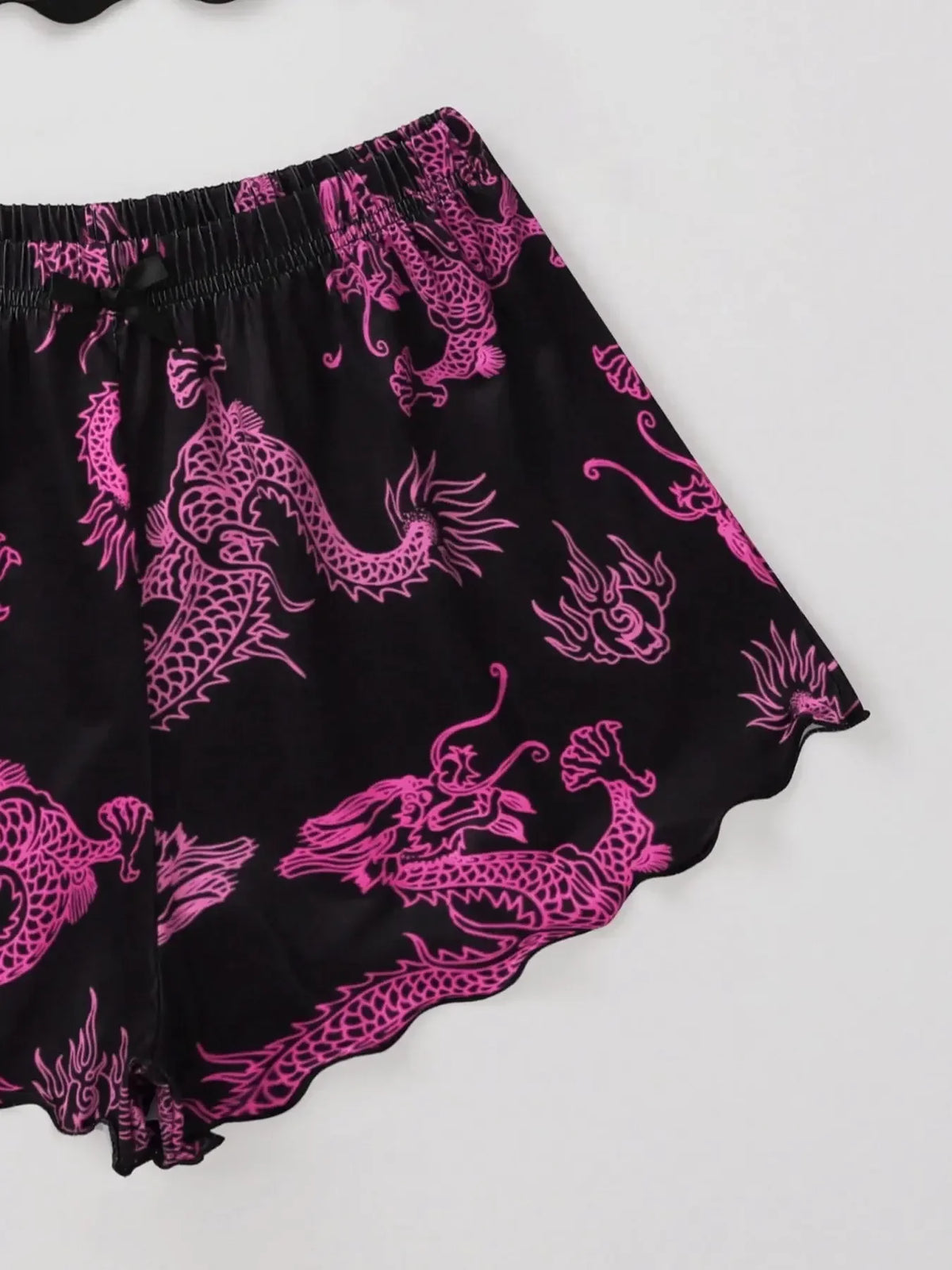 Summer Pajamas Set for Women Nightwear Sexy Dragon Printed Vest Halter Top Shorts Suit Homewear Sleepwear Loungewear