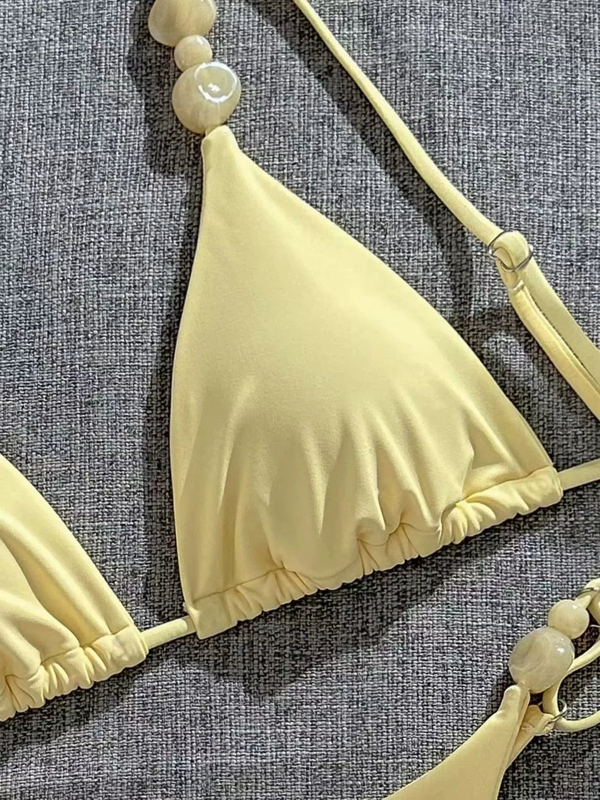 DEKA Double-Sided Bikinis Yellow Bikini Set Halter Swimwear Triangle Swimsuits String Swimsuit Vacation Bathing Suit