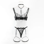 Toucheart Sexy Lingerie Suit Female Sexy See-through Lace Halter Bra SetAdjustable Leg Ring Set for Women Sexy Underwear New