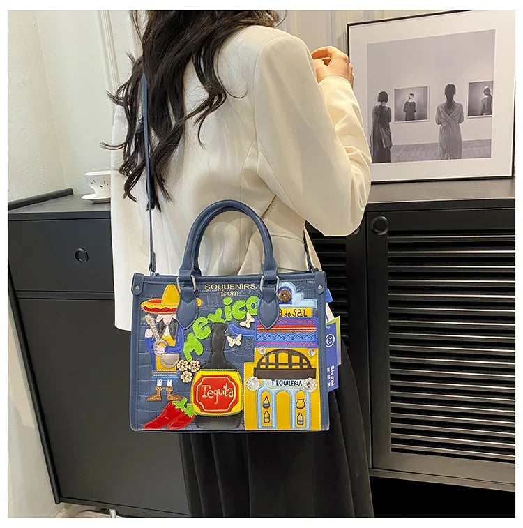 Design Patchwork Zipper 2026 Hot Sale Women's Bags Retro High Quality Women's Bags PU New Personality Stylish Shoulder Bags