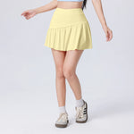 Women High Waist Asymmetrical Tennis Skirt Built-in Shorts Quick Dry Breathable Workout Running Sports Mini Skort