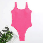 Candy Color One Piece Swimsuit Fabric Crinkle Cloth Wavy Strip Bikini for Women Fluorescent Pleated Cloth Swimwear