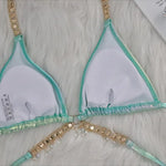 DEKA Shiny Diamond Chain Bikinis Set Mujer Two Pieces Crystal diamond Swimsuit Women Thong Swimwear Sexy Halter Swimsuit