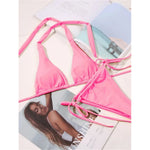Sexy 11 Color Halter Mini Micro Thong Bikini Female Swimsuit Women Swimwear Two-pieces Bikini set Bather Bathing Suit Swim V4064