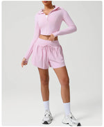 Women's Loose Nude Sports Shorts Solid Pink Drawstring High Waist Yoga Leggings Outdoor Running Casual Fitness Exercise Shorts