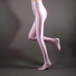 Women Leggings Stage Performance Glossy Shiny High Waist Fitness with Socks Stage Show Skinny Yoga Trousers Women Clothing