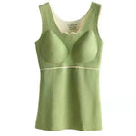 Women Autumn Winter Thermal Vest Thickened Plush Sleeveless V Neck Slim Fit Padded Pullover Elastic Bottoming Underwear Tank Top