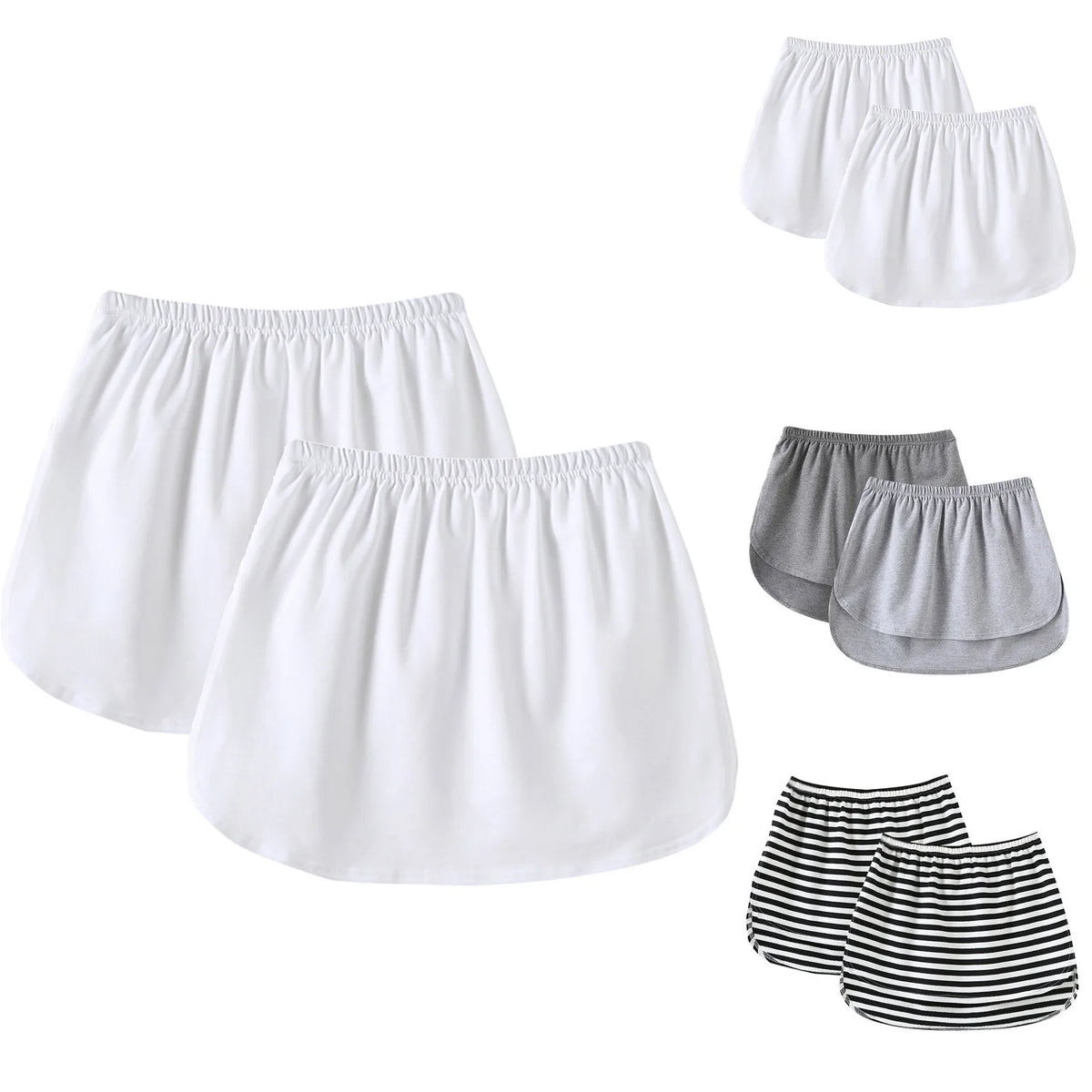 2pc Womens Elastic Waist Layering Underskirt Curved Hem Mini Skirt With Extended Back Casual Versatile Base Layer Top For Shirt