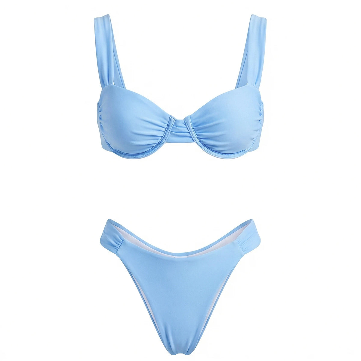 Women Solid Color Bikini Set Sleeveless Bra and Low Waist Briefs 2026 Summer 2 Piece Bathing Suits Beach
