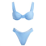 Women Solid Color Bikini Set Sleeveless Bra and Low Waist Briefs 2026 Summer 2 Piece Bathing Suits Beach