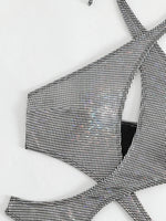 2025 Sexy High Cut Out Halter Female Swimwear One Piece Swimsuit Women Cross Bandage Monokini Bather Bathing Suit Swim Beachwear