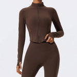 Hearuisavy Summer Ultra-Soft Fabrics Tight Sports Jackets Women Zipper Gym Yoga Clothes Female Quick-Dry Long Sleeve Sportswear