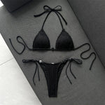 Halter Fishnet Bikini Women Swimwear Female Swimsuit Two-Pieces Bikini Set High Cut Leg Padded Bather Bathing Suit Swim V8339