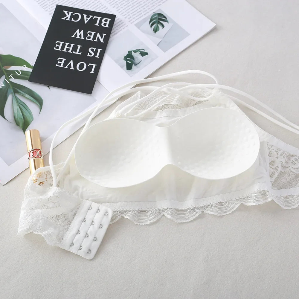 Lace Bra Tube Top Women Non-wire Bra Top Cross Straps Crop Top Beauty Back Underwear Floral Lace Bralette Sexy Lingerie