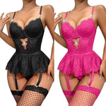 Lenceria Mujer Sexy Push Up Bras Sexy Outfits Bra Panties Set G-string Garter Belt Lenceria Set Lace Dress Women's Intimates