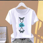 Summer 2026 Pure Cotton Women's T-shirts Print Various Beautiful Flowers Tops For Women Home Daily Loose And Slimming Design Top