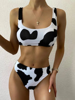 Sexy Cow Print Bikini Set 2025 Women Cut Out Push Up High Waist Swimsuit Brazilian Beach Bathing Suit Designer 2 Piece Swimwear