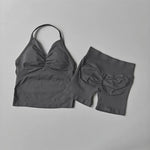 NO LOGO Women's Longline Strappy Backless Gym Top Scrunch Workout Open Back Bra Tank Top for Running Yoga Shirt