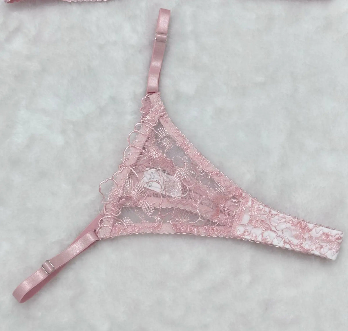 sexy lingerie embroidered see-through mesh bra with underwire four-piece set