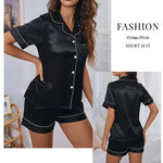 Women Two-piece Pj Sets Sleepwear Loungewear Button-Down Pajama Women 2 Piece Pijama Homewear Shorts Set