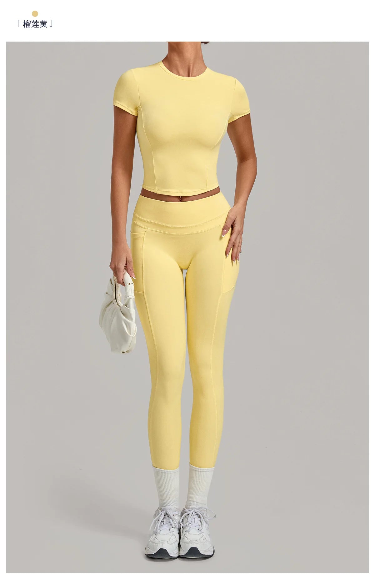Women Tracksuit Yoga Sets Short Sleeve Slim Sports T Shirts Workout Clothes Outdoor Tight High Waist Pocket Pants Fitness Suits